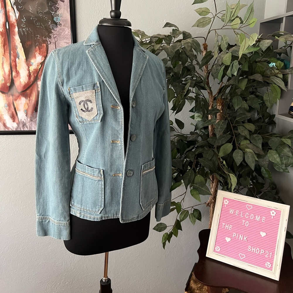 💗🧡 NWOT!! Gap Jean Blazer With C C Bling Bling Added